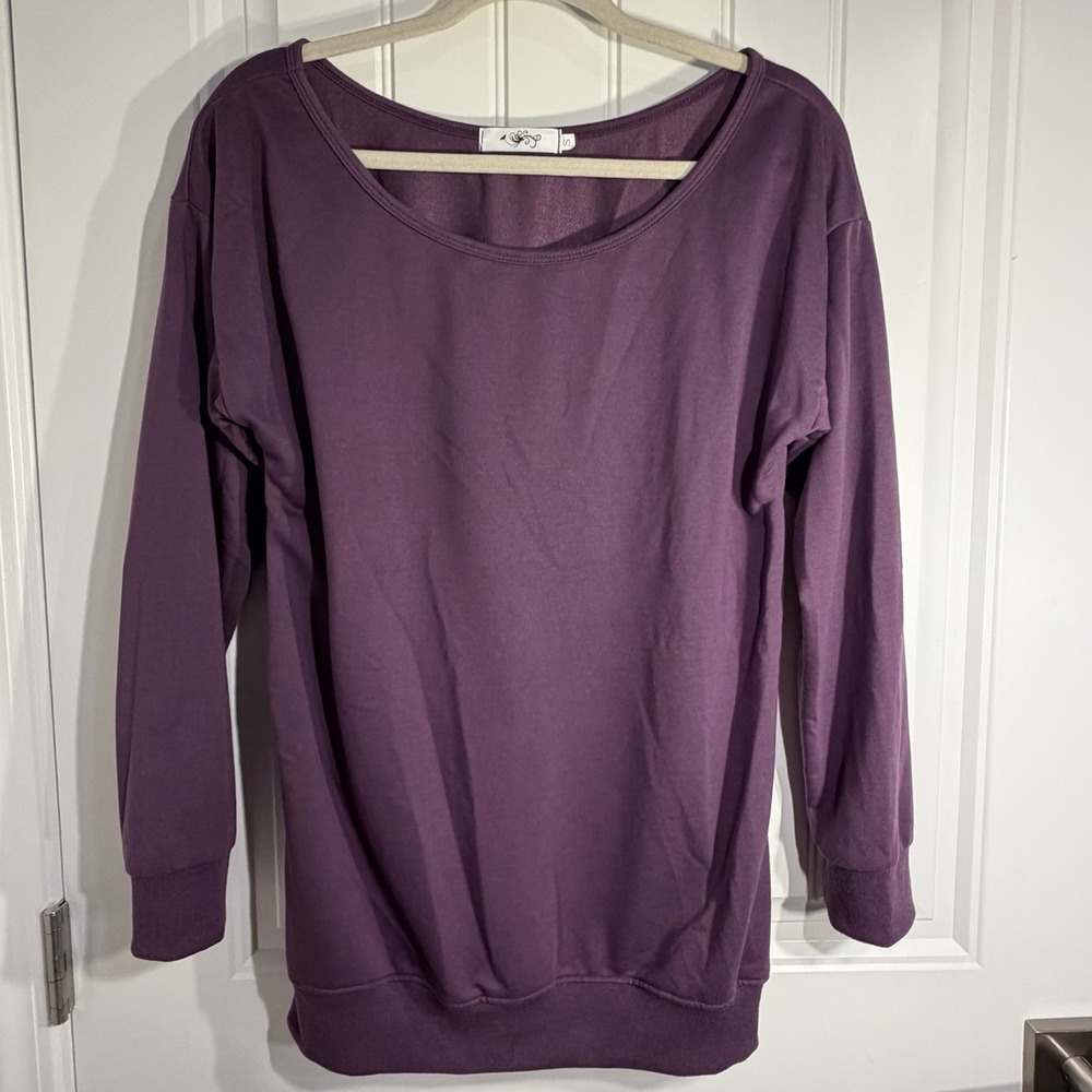 Purple Long Sleeve Top Women Small Scoop Neck Soft‎ Casual Basic Lightweight